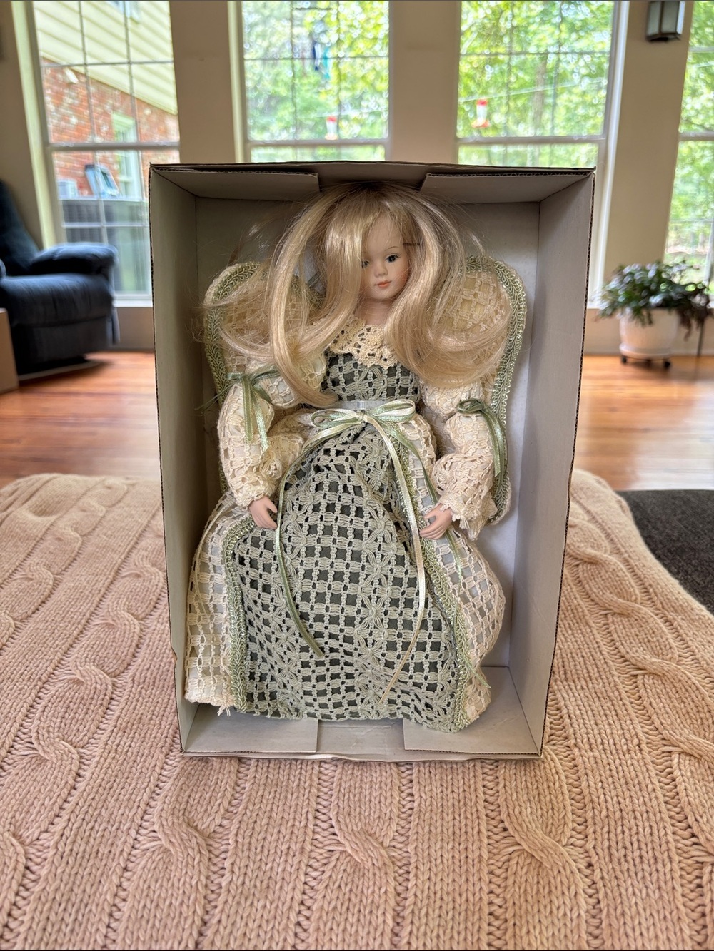 Vintage Dillard's Trimmings Victorian Porcelain Angel Doll Christmas Tree Topper